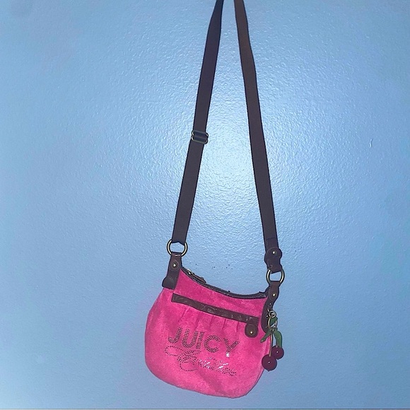 Vintage pink Juicy Saddle bag messenger y2k crossbody cherry charm juicy couture - Picture 13 of 13